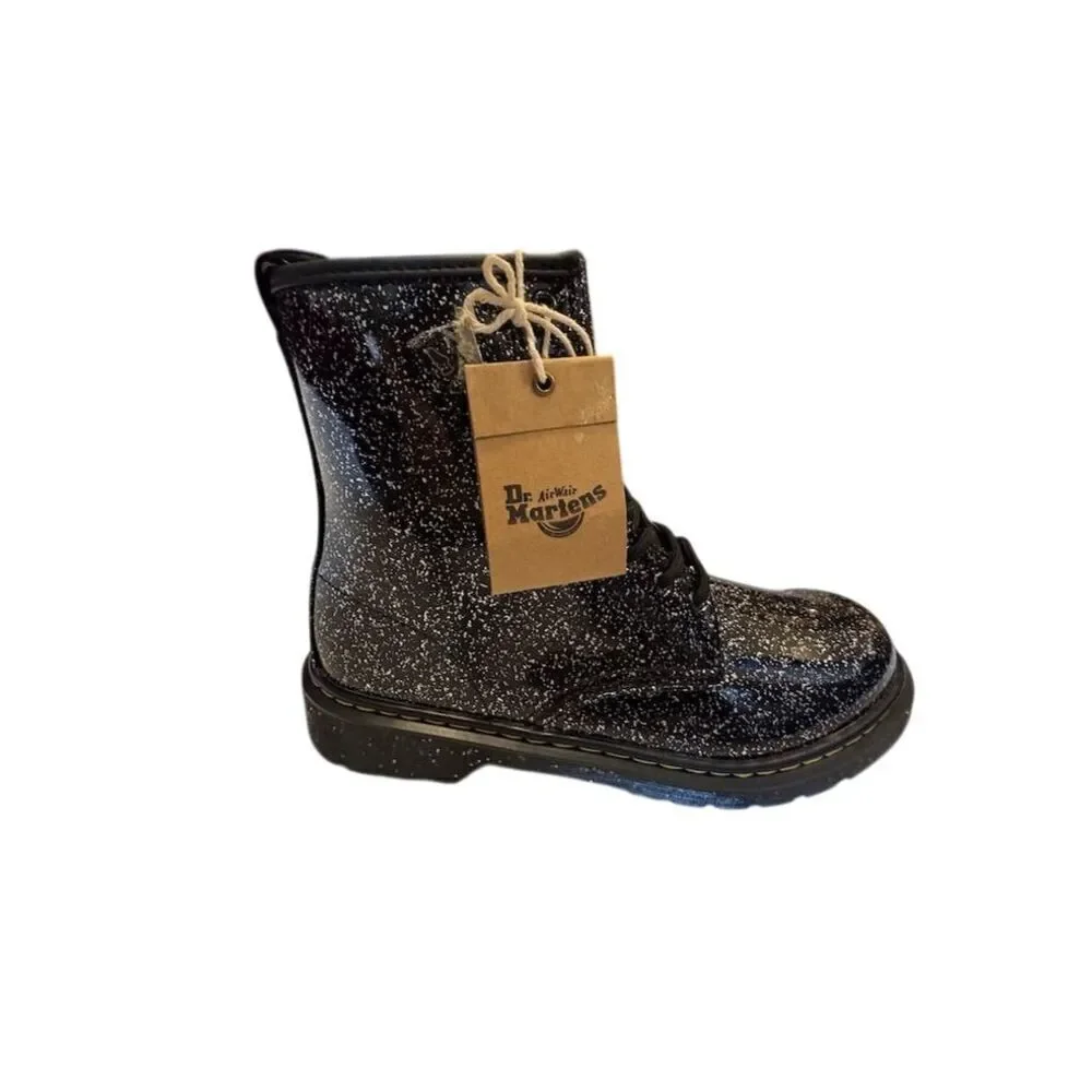 Dr. Martens 1460 Kids Black Glitter Lace-Up Boots Size 6 US